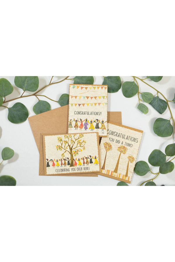 Celebrate in Style: Eco-Friendly Banana Paper Congrats Cards (Handmade, Unique Designs)