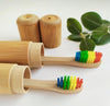 A photo of a bamboo toothbrush inside the travel case, showing how well it fits.