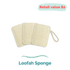 A photo of a person using the loofah sponge to take a shower.