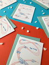 Birthday Planes Letterpress Card - Made without electricity or paper, sustainable