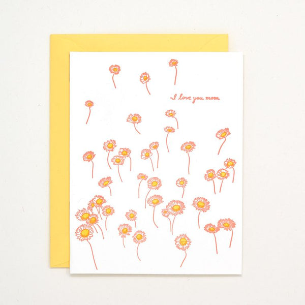 I Love You Mom Letterpress Card - Made without electricity or paper, sustainable