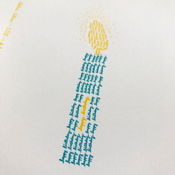 Carte typographique de bougie d’anniversaire - Fabriquée sans électricité ni papier, durable