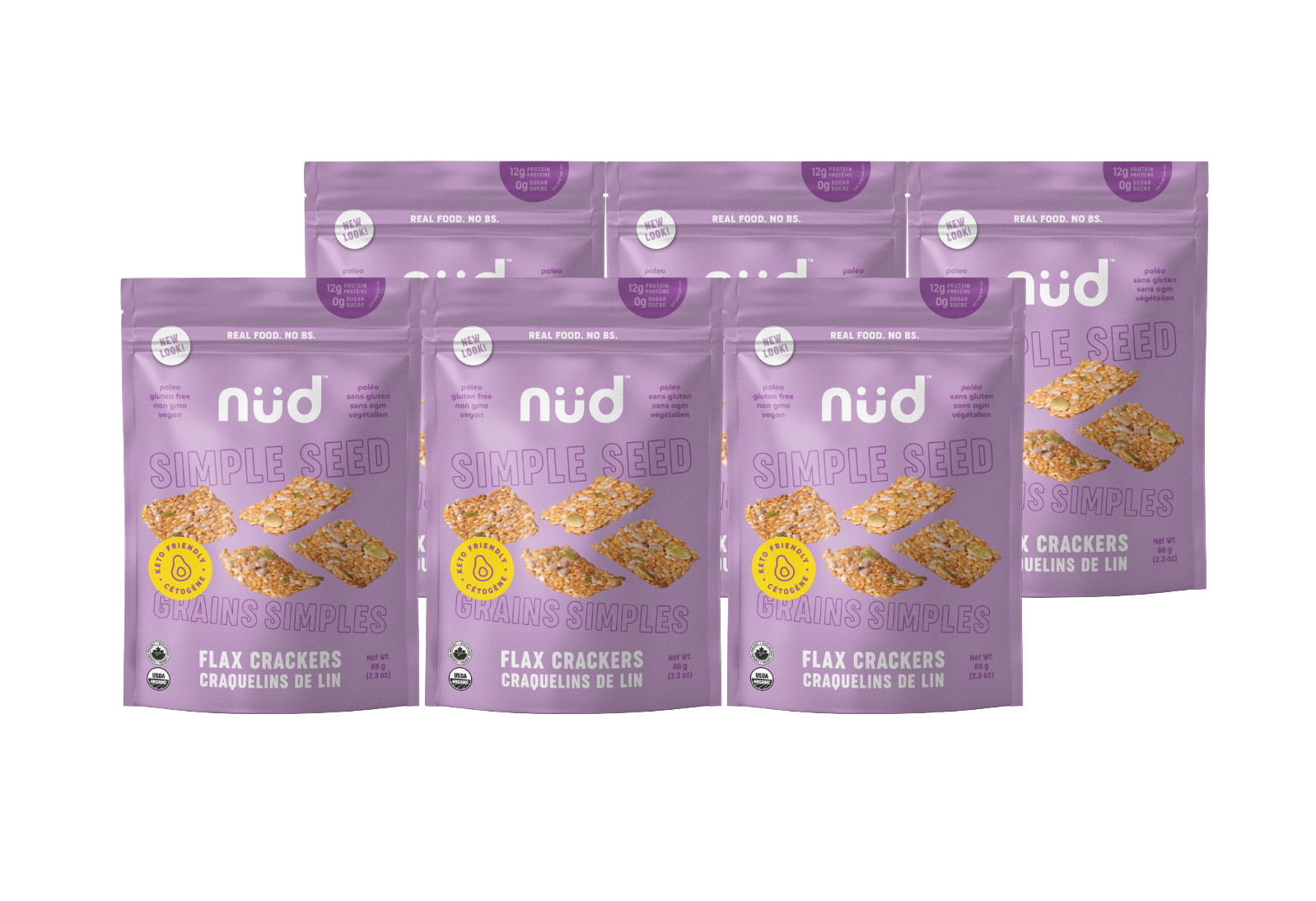 Discover crunchy seed delight with NUD Keto Simple Seed Flax Crackers! Made with pure, organic ingredients, these keto-friendly crackers offer 1g net carbs, 5g fiber, & 4g protein. Enjoy them plain or with dips for a satisfying & nutritious snack. Shop now & experience the NUD difference!