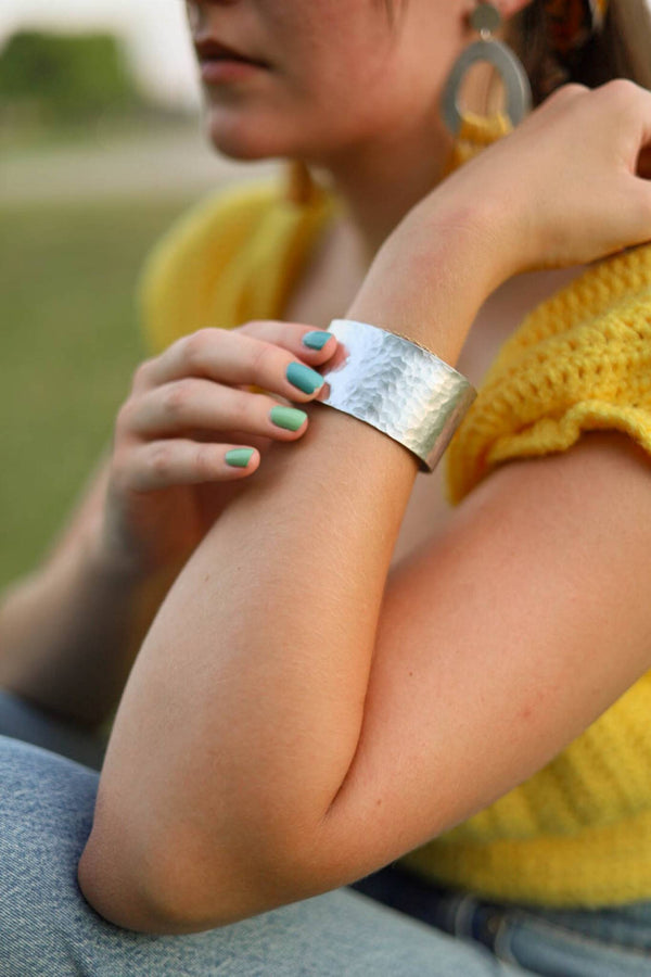 Handcrafted Recycled Aluminum Cuff with Smooth Finish - Embrace a clean and classy look with this smooth finish cuff.
