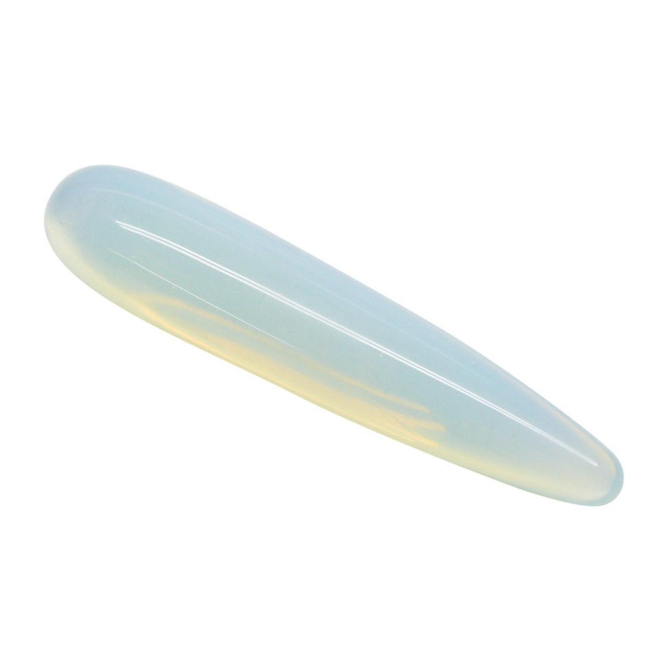 The Opalite Straight Yoni Wand is a powerful tool for women's pelvic floor exercises and sexual wellness. It is made of 100% natural opalite, which is a calming and balancing stone that can help to promote relaxation and well-being. The wand is also smooth and polished, making it comfortable to wear.