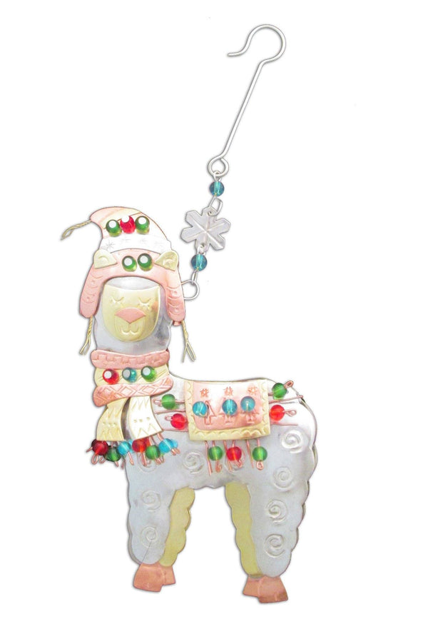 A photo of the Whimsical Christmas Alpaca Ornament