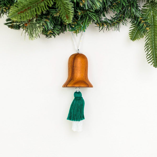 Handcrafted Fair Trade Reclaimed Wood Bell Ornament: A Touch of Rustic Charm for Your Holiday Décor**