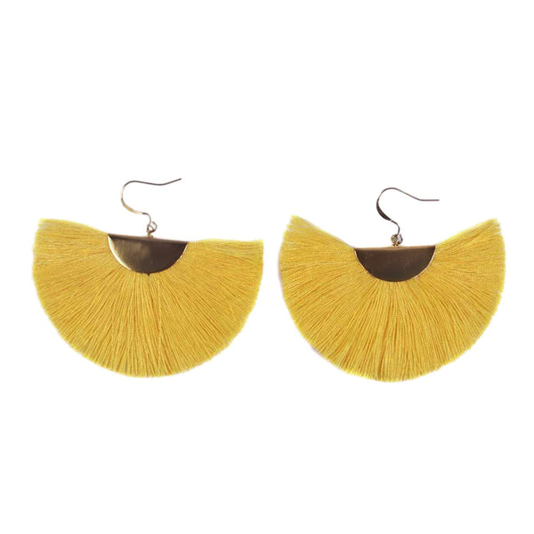 Tassel Fan Earrings - Handmade Bohemian Drop Earrings